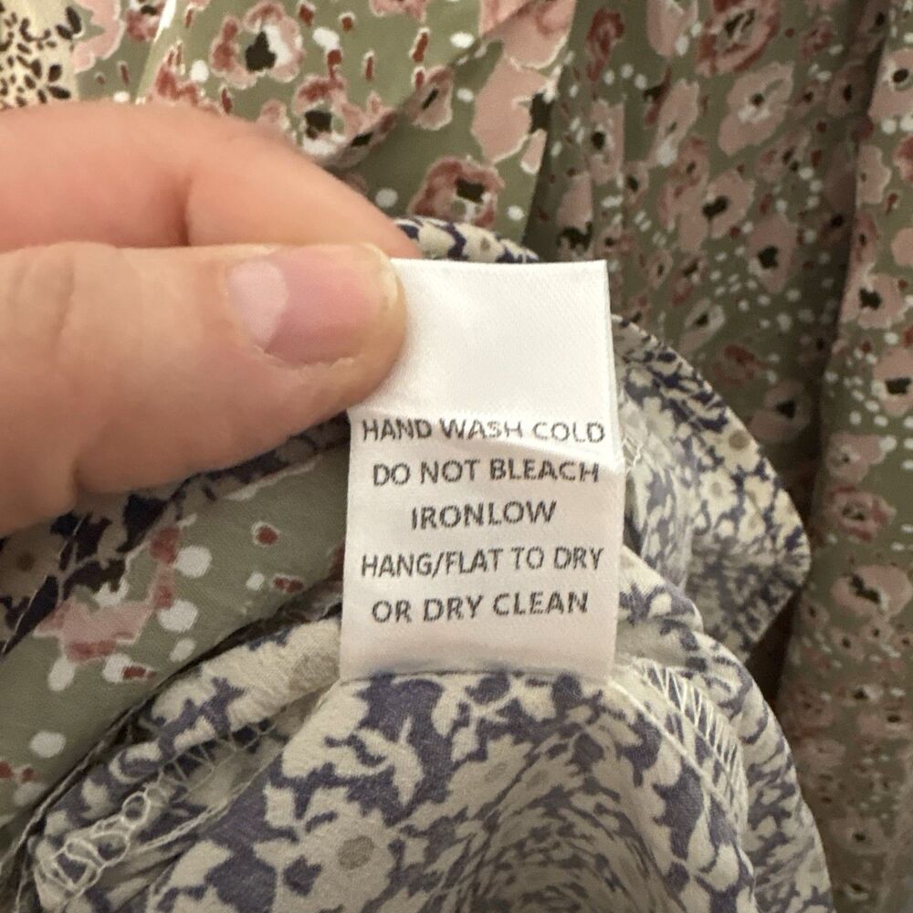 ODDY Womens Long Sleeve Top Blouse Mixed Floral Purple Cream Cottage Boho 2XL - Picture 7 of 9